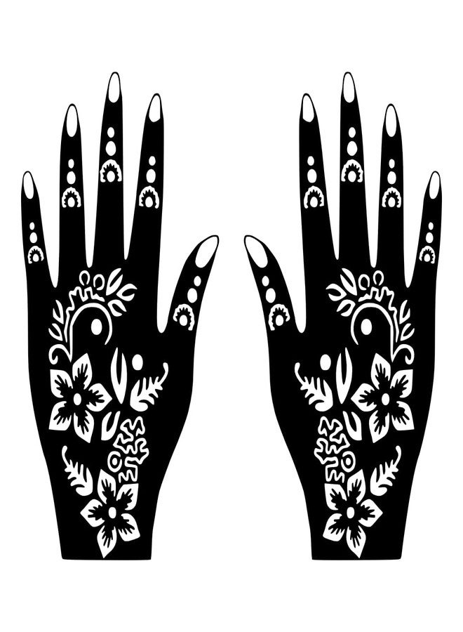 KomstecCreative Mehndi Stencil Sticker for Daily Look for Palm and Finger One Set for Both Hand - Image 1
