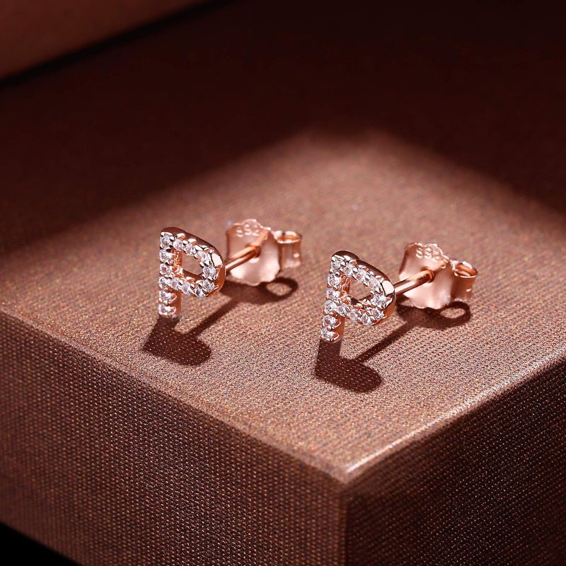 MONOOC Store Initial Stud Earrings for Girls - S925 Sterling Silver Post Cubic Zirconia Stud Earrings Initial Earrings for Girls Women Hypoallergenic Earrings Birthday Gifts for Girls Kids Jewelry - Image 4