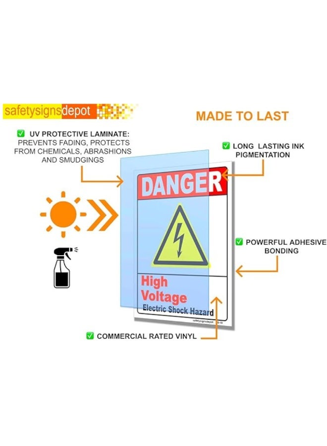 Danger High Voltage  Electric  Shock  safety Hazard Warning Sticker - Image 2