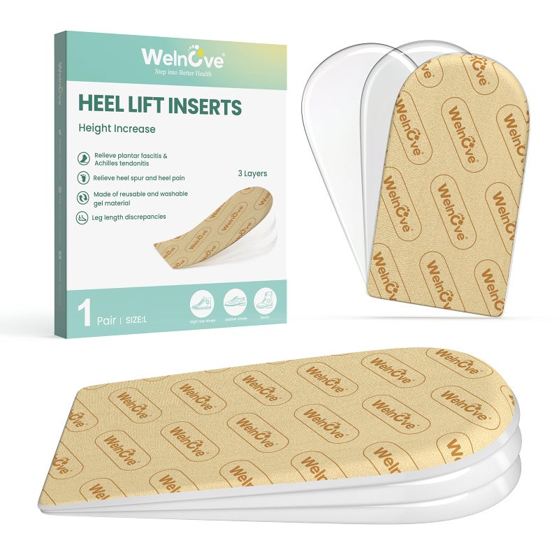 Welnove Heel Lift Inserts for Women Shoes - Welnove Adjustable Orthopedic Shoe Lifts for Uneven Legs - Gel Heel Inserts for Leg Length Discrepancy Heel Pain Heel Spur - Heel Wedge Pads (Size S, 3 Layers) - Image 1