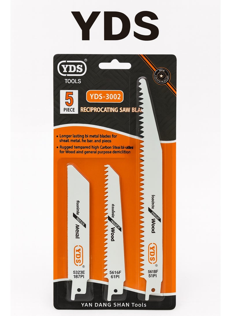 YDS 2 Packs × 5Pieces YDS Reciprocating Saw Blades – Model 3002| Bi-Metal & High-Carbon Steel | Wood, Metal & Demolition Cutting - Image 2