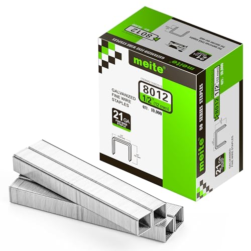 meite 21 Gauge Upholstery Staples, 1/2-Inch Crown with 1/2-Inch Length Galvanized Heavy Duty Staples for Staple Guns MT8016, MT8016S, and MT8016SLN (10,000 Counts) - Image 1