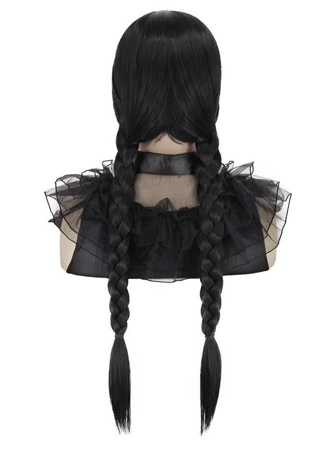 Mildiso Long Black Wig for Women Girls Costume Braided Wig for Halloween Costume Long Braided Wig with Bangs Cute Soft Wigs for Costume Party M086BK1 - Image 3