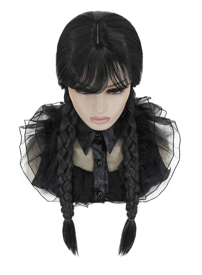 Mildiso Long Black Wig for Women Girls Costume Braided Wig for Halloween Costume Long Braided Wig with Bangs Cute Soft Wigs for Costume Party M086BK1 - Image 2