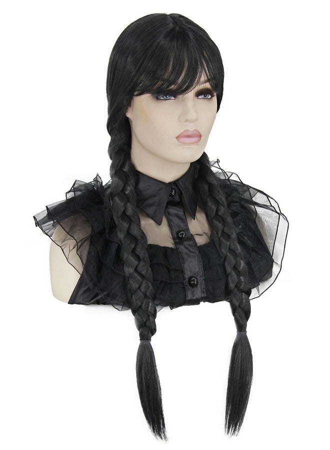 Mildiso Long Black Wig for Women Girls Costume Braided Wig for Halloween Costume Long Braided Wig with Bangs Cute Soft Wigs for Costume Party M086BK1 - Image 5