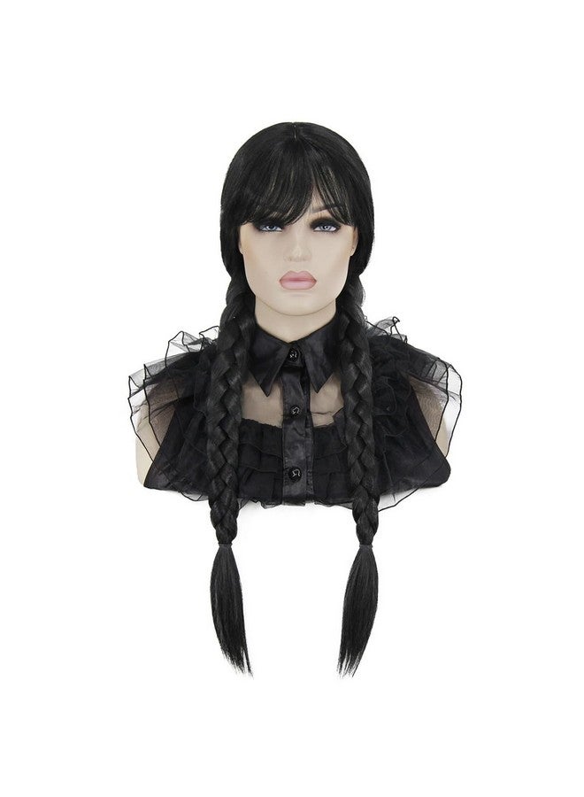 Mildiso Long Black Wig for Women Girls Costume Braided Wig for Halloween Costume Long Braided Wig with Bangs Cute Soft Wigs for Costume Party M086BK1 - Image 1