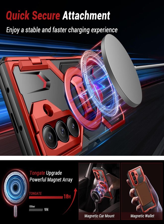TONGATE 360° Spin Magnetic Stand for Z Fold 7 Case with Privacy Screen Protector, [Compatible with Magsafe] [Anti Spy] [360° Ring Holder] Full-Body Shockproof Case for Samsung Galaxy Z Fold 7, Red - Image 3