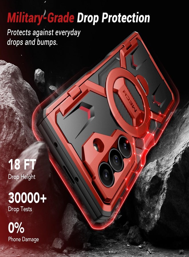TONGATE 360° Spin Magnetic Stand for Z Fold 7 Case with Privacy Screen Protector, [Compatible with Magsafe] [Anti Spy] [360° Ring Holder] Full-Body Shockproof Case for Samsung Galaxy Z Fold 7, Red - Image 5