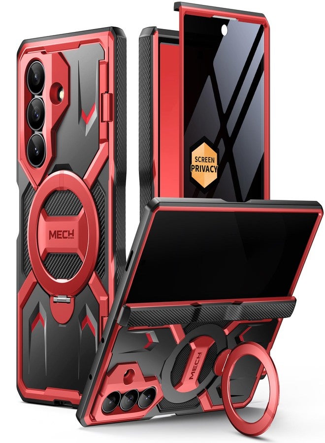 TONGATE 360° Spin Magnetic Stand for Z Fold 7 Case with Privacy Screen Protector, [Compatible with Magsafe] [Anti Spy] [360° Ring Holder] Full-Body Shockproof Case for Samsung Galaxy Z Fold 7, Red - Image 1