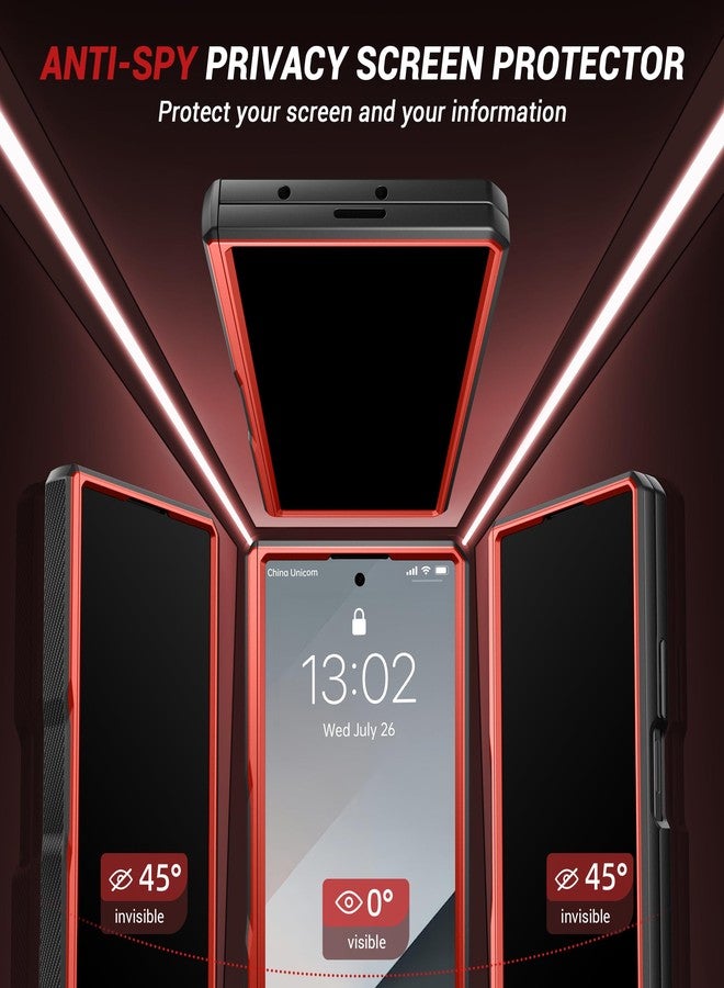 TONGATE 360° Spin Magnetic Stand for Z Fold 7 Case with Privacy Screen Protector, [Compatible with Magsafe] [Anti Spy] [360° Ring Holder] Full-Body Shockproof Case for Samsung Galaxy Z Fold 7, Red - Image 4