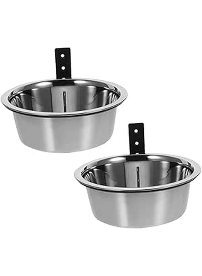2 Sets Elevated Stainless Steel Wall Mounted Dog Bowls With Slow Feeder Pet Feeding Station - Image 1