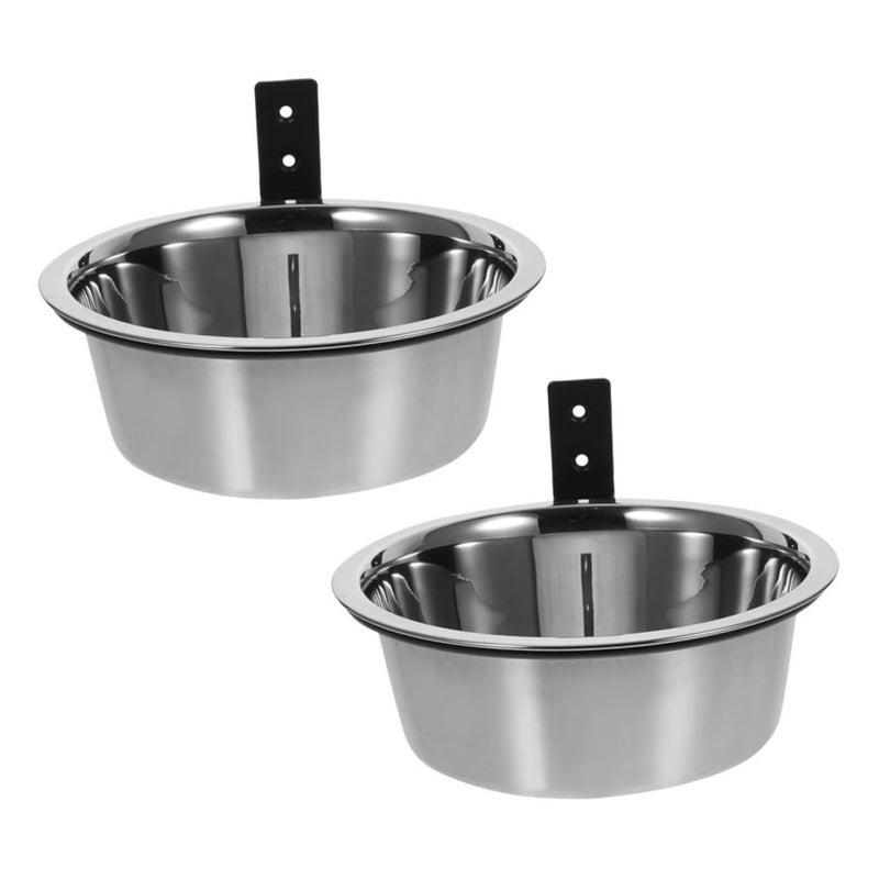 2 Sets Elevated Stainless Steel Wall Mounted Dog Bowls With Slow Feeder Pet Feeding Station - Image 2