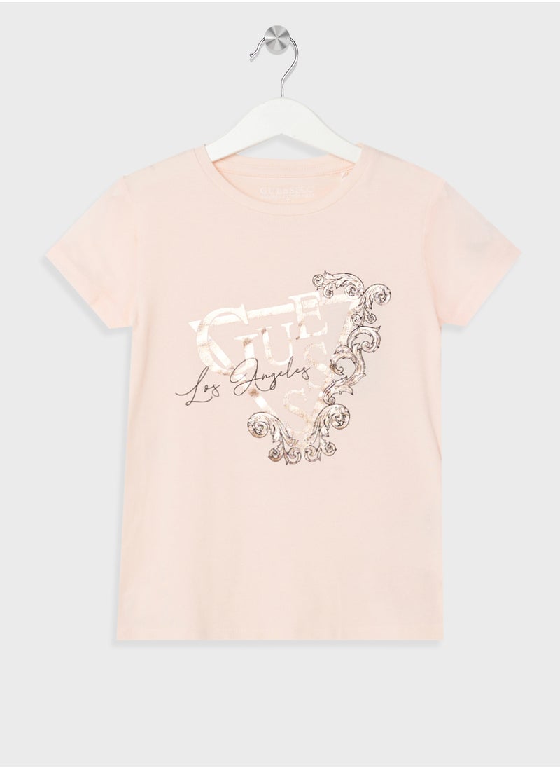 GUESS - Kids Logo Crew Neck T-Shirt - Image 1