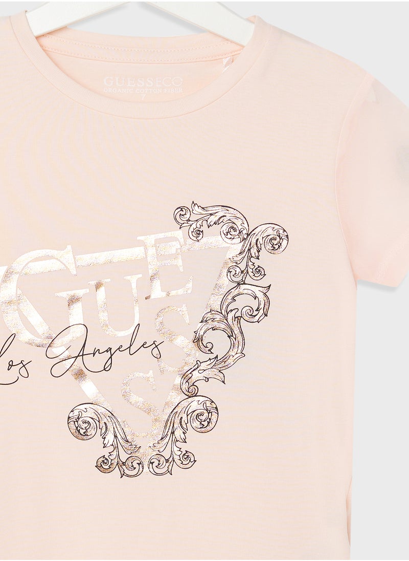 GUESS - Kids Logo Crew Neck T-Shirt - Image 1