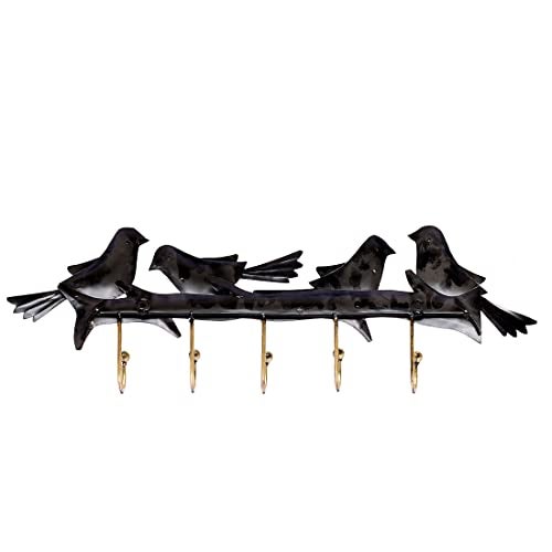 CRAFT TREE Multicolour Handpainted Metal Bird Key Holder Showpiece | Decorative Wall-Mounted Organizer with 5 Hooks | Size: L21 x B2 x H7 Inches | 2 KG Weight Capacity - Image 4
