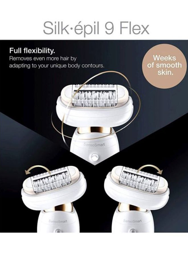 BRAUN Silk Epil 9 Ses9300 Beauty Set Wet & Dry Epilator With 8 Extras Inclusive Face Spa White/Gold/Green - Image 4