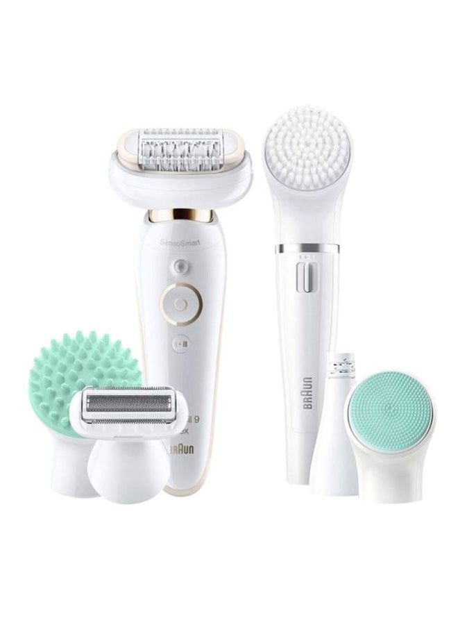 BRAUN Silk Epil 9 Ses9300 Beauty Set Wet & Dry Epilator With 8 Extras Inclusive Face Spa White/Gold/Green - Image 2