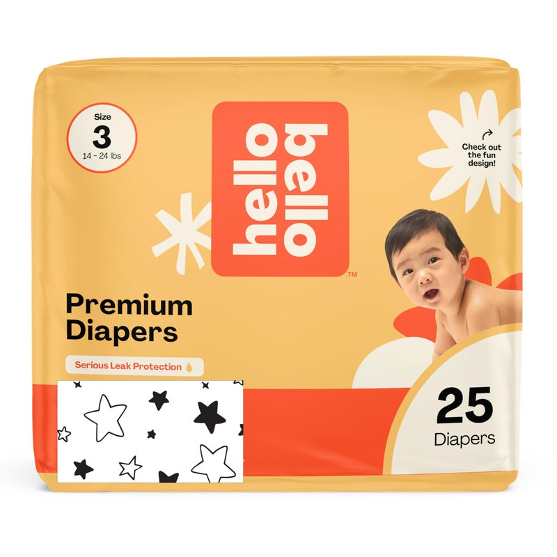 Hello Bello Diapers  Size 3 (14-24 Lbs) Superstars  25 Count Of Premium Disposable Baby Diapers  Hypoallergenic With Soft  Cloth-Like Feel - Image 1