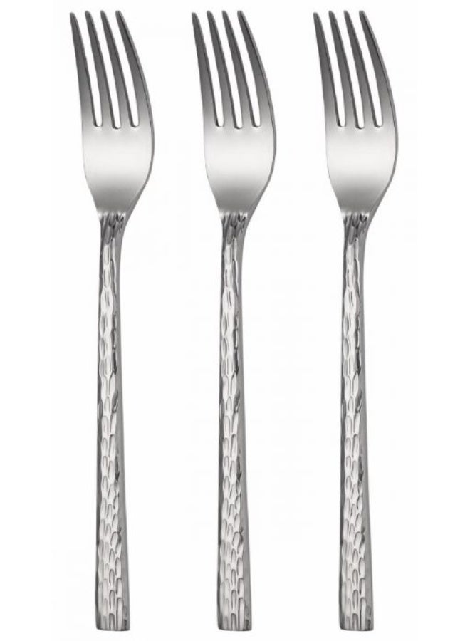 سولا طقم شوك حلا هولندي 3 قطع، ستانلس ستيل، تصميم أنيق بمقبض منقوش - فضي