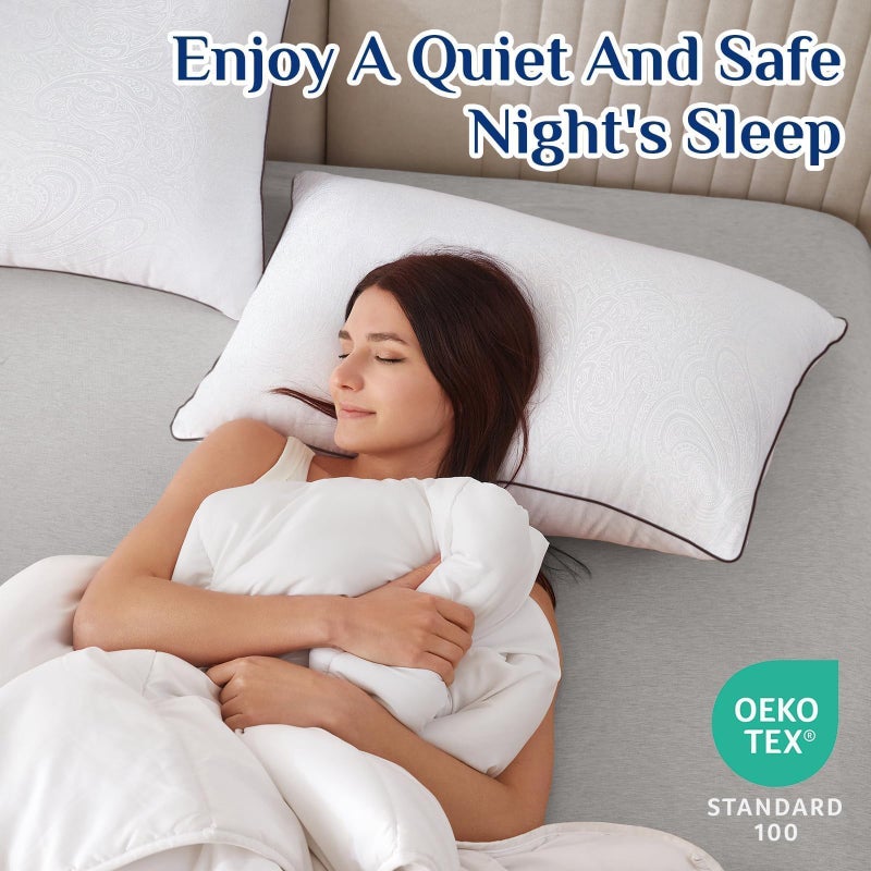 JOLLYVOGUE Standard Pillows Set of 2, Cooling and Supportive Pillows Full Size Set of 2 for Side and Back Sleepers, Down Alternative Hotel Collection Sleeping Pillow - Image 3