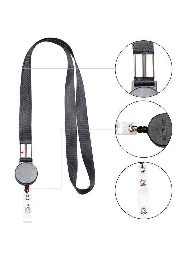 Kaptron Lanyard With Id Holder (2 Pack) 20 Inch Flat Polyester Id Lanyard With Retractable Badge Reel And Vertical Name Badge Holder For Offices Id School Id Driver Licence (2)  - Image 2