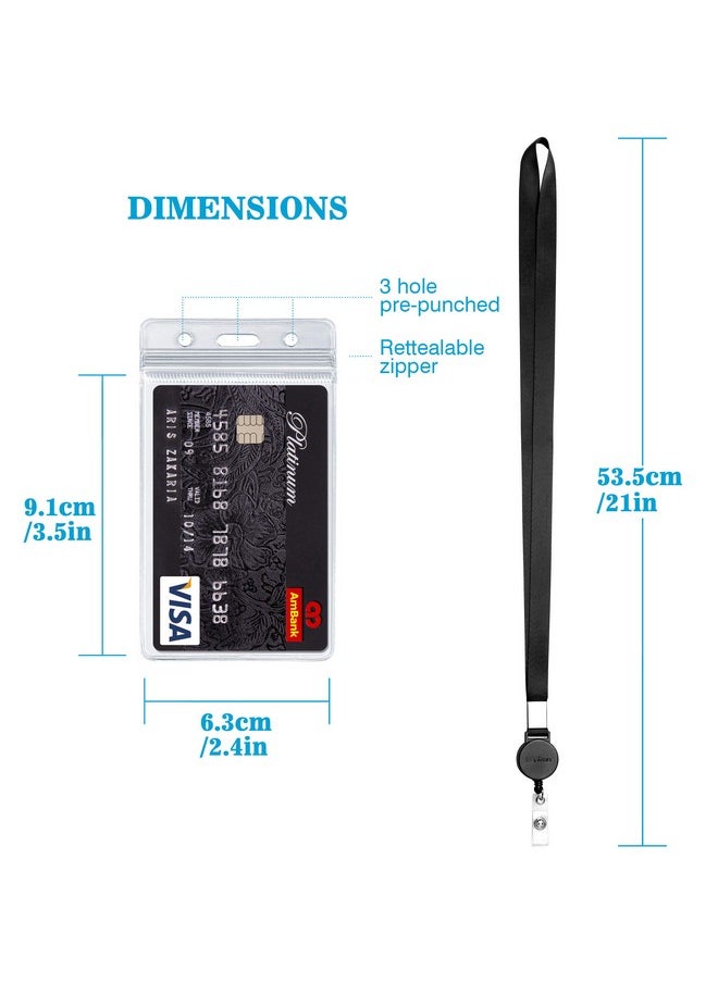 Kaptron Lanyard With Id Holder (2 Pack) 20 Inch Flat Polyester Id Lanyard With Retractable Badge Reel And Vertical Name Badge Holder For Offices Id School Id Driver Licence (2)  - Image 3