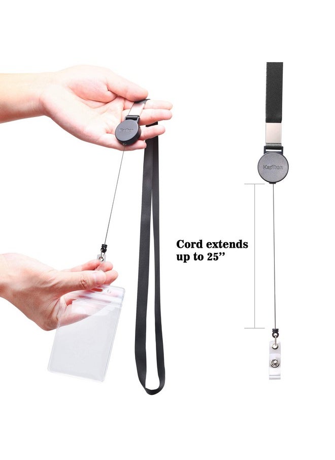 Kaptron Lanyard With Id Holder (2 Pack) 20 Inch Flat Polyester Id Lanyard With Retractable Badge Reel And Vertical Name Badge Holder For Offices Id School Id Driver Licence (2)  - Image 4