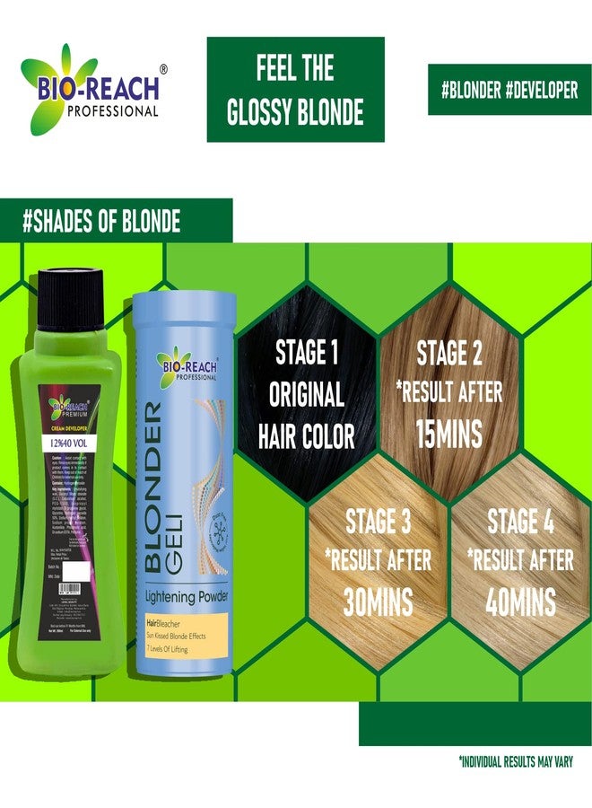BIO-Reach Hair Color 200Ml Cream Developer 40 V 12% With 100Gm Blonder - Image 5
