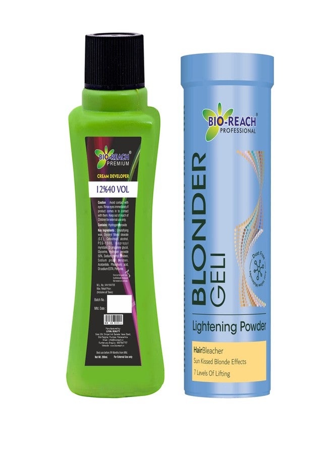 BIO-Reach Hair Color 200Ml Cream Developer 40 V 12% With 100Gm Blonder - Image 1