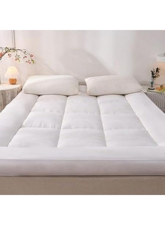 كستم ديكو غطاء مرتبة فاخر للغاية من KUSTOM DECO - حشوة من الألياف الدقيقة 100% سميكة للغاية 500 جرام لكل متر مربع، ودعم قوي، وقماش ناعم للغاية، وتصميم جيب عميق مع أشرطة مطاطية قابلة للتمدد في 4 اتجاهات  - Image 5