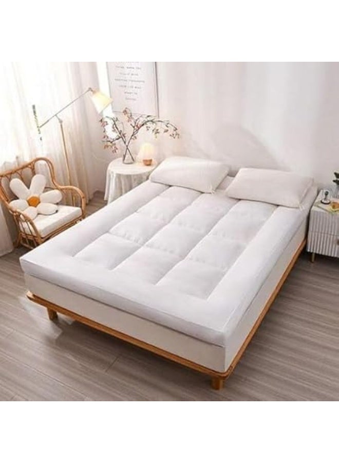 كستم ديكو غطاء مرتبة فاخر للغاية من KUSTOM DECO - حشوة من الألياف الدقيقة 100% سميكة للغاية 500 جرام لكل متر مربع، ودعم قوي، وقماش ناعم للغاية، وتصميم جيب عميق مع أشرطة مطاطية قابلة للتمدد في 4 اتجاهات  - Image 4