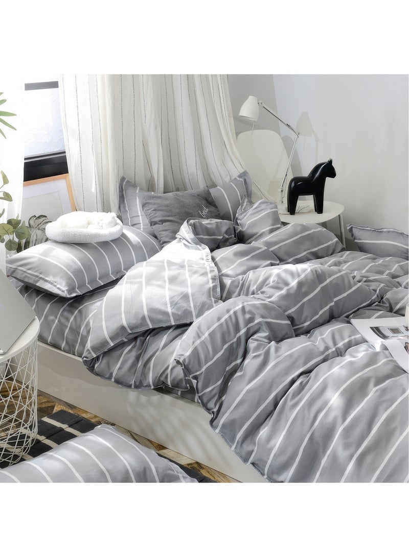 زيريفام طقم غطاء لحاف مكون من 4 قطع، طقم غطاء لحاف من الألياف الدقيقة فائقة النعومة مع سحاب إغلاق، طقم فراش قطني مع 2 غطاء وسادة (220 × 240 سم) - Image 2