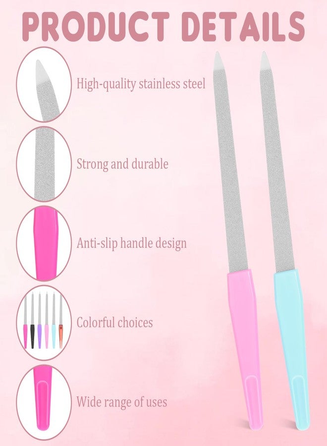 Styquenzer Metal Nail File Set 6 Pcs Metal Nail Files for Women, Anti-Slip Handle Sword Shape, Stainless Steel Nail Files with Sharp Pointed Tip for Natural Nails in Multicolored - Image 3