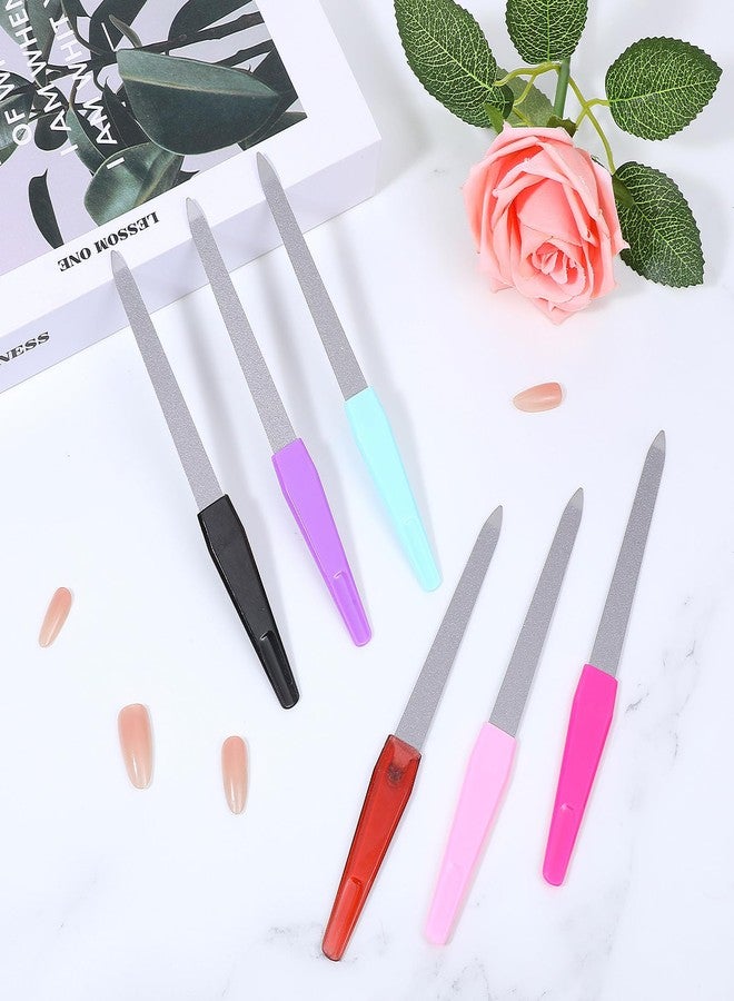Styquenzer Metal Nail File Set 6 Pcs Metal Nail Files for Women, Anti-Slip Handle Sword Shape, Stainless Steel Nail Files with Sharp Pointed Tip for Natural Nails in Multicolored - Image 4