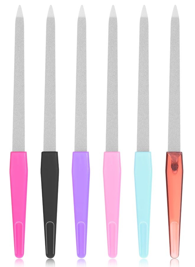 Styquenzer Metal Nail File Set 6 Pcs Metal Nail Files for Women, Anti-Slip Handle Sword Shape, Stainless Steel Nail Files with Sharp Pointed Tip for Natural Nails in Multicolored - Image 1