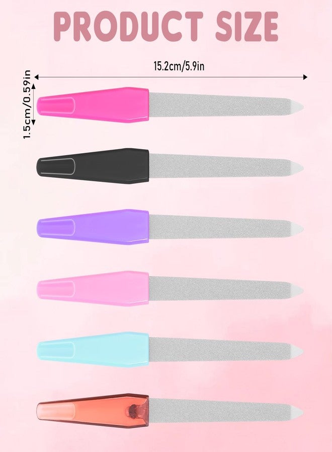 Styquenzer Metal Nail File Set 6 Pcs Metal Nail Files for Women, Anti-Slip Handle Sword Shape, Stainless Steel Nail Files with Sharp Pointed Tip for Natural Nails in Multicolored - Image 2