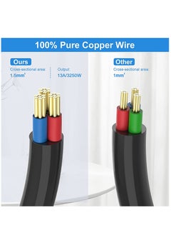 ماركة غير محددة وصلة تمديد مكعبة مع فتحات USB، شريط طاقة 5 اتجاهات مع 4 منافذ USB (5 فولت/3.1 أمبير)، مقبس تمديد طاقة أسود متعدد التوصيل 3250 وات/13 أمبير، أسلاك كابل تمديد 1.5 متر للسفر في المكتب والمنزل والمكتب  - Image 5