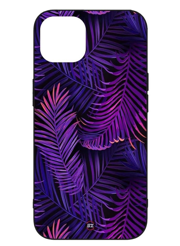 Service Zone Protective Printed Mobile Cover 3D Abstract Art Leaves Design In Purple For Apple iPhone 12  - Image 1