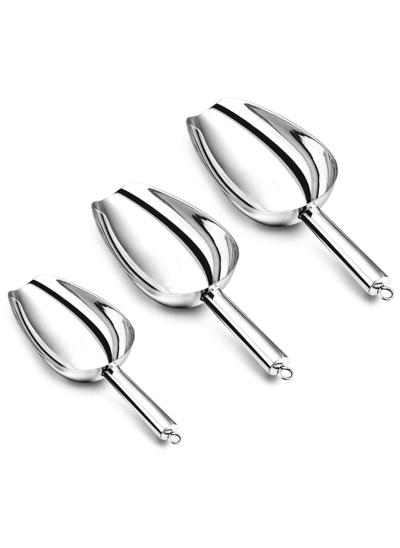 P&P CHEF PP CHEF Canister Scoop Set of 3 Ice Candy Scoop Stainless Steel Multipurpose Food Scooper for Buffet Jar Freezer Mirror Finish  Dishwasher Safe Silver 5812 Oz 