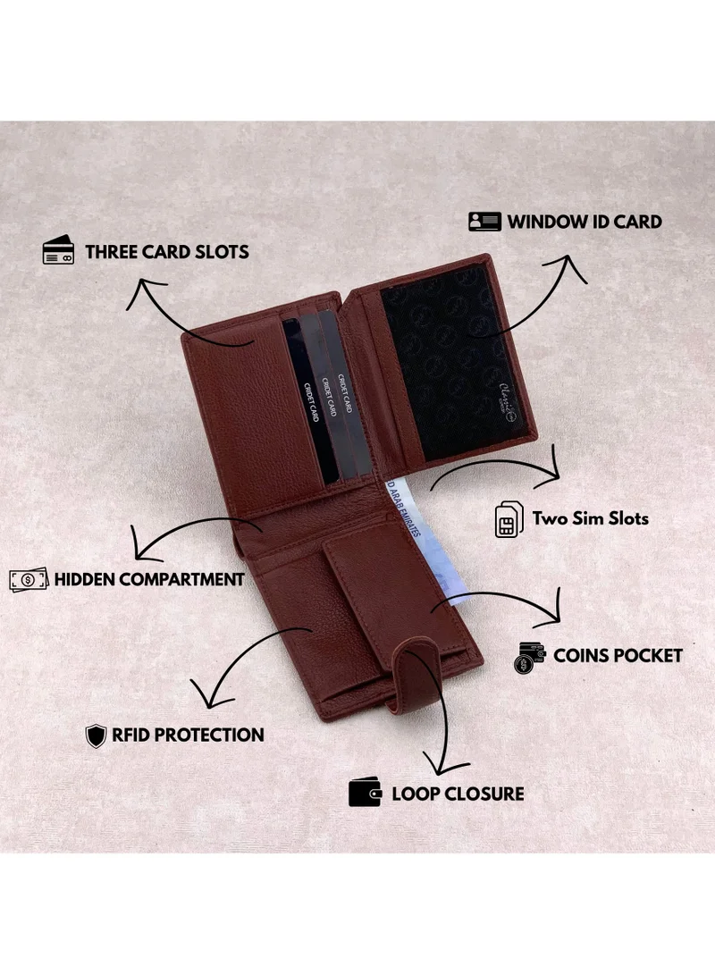 Classic Milano Maroon (GTF-03-EM) Classic Milano Men’s Wallet – Slim Bifold Leather Wallet for Men with RFID Blocking, Multiple Card Slots & Middle Zip – Stylish Mens Purse Wallets Gift for Husband, Father for Men | Best Price UAE