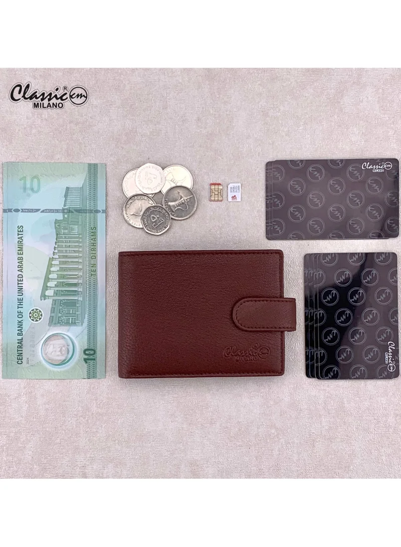 Classic Milano Maroon (GTF-03-EM) Classic Milano Men’s Wallet – Slim Bifold Leather Wallet for Men with RFID Blocking, Multiple Card Slots & Middle Zip – Stylish Mens Purse Wallets Gift for Husband, Father for Men | Best Price UAE