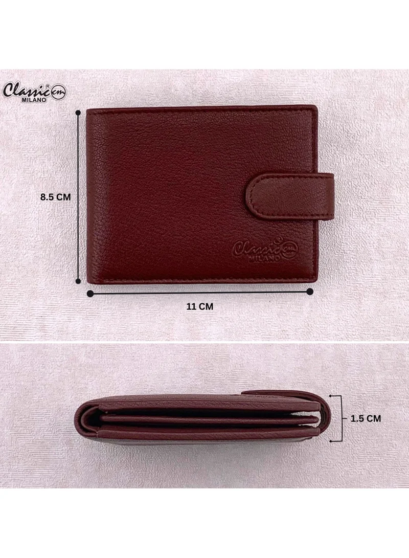Classic Milano Maroon (GTF-03-EM) Classic Milano Men’s Wallet – Slim Bifold Leather Wallet for Men with RFID Blocking, Multiple Card Slots & Middle Zip – Stylish Mens Purse Wallets Gift for Husband, Father for Men | Best Price UAE