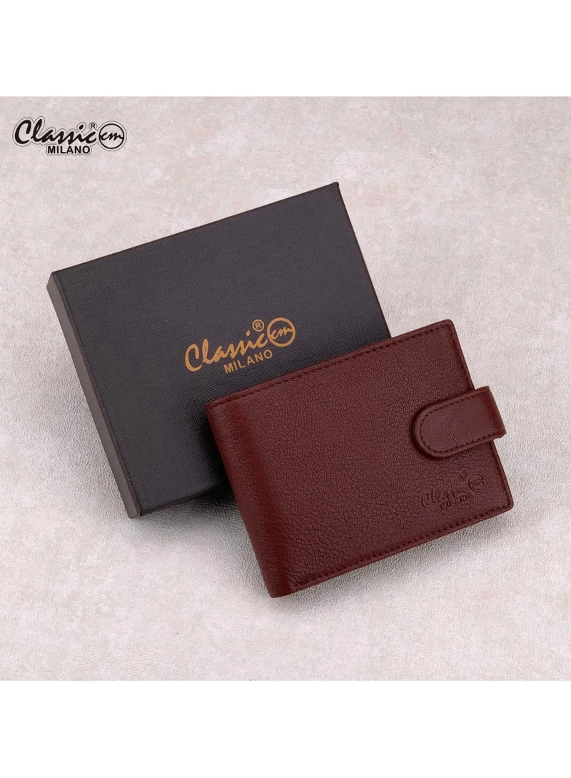 Classic Milano Maroon (GTF-03-EM) Classic Milano Men’s Wallet – Slim Bifold Leather Wallet for Men with RFID Blocking, Multiple Card Slots & Middle Zip – Stylish Mens Purse Wallets Gift for Husband, Father for Men | Best Price UAE