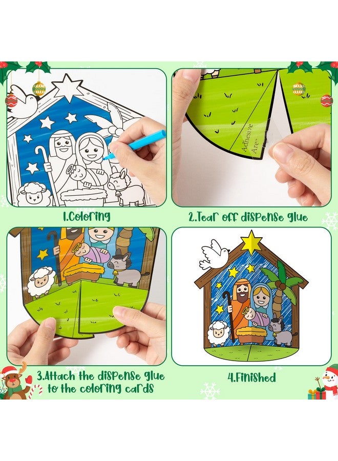 CY2SIDE Christmas Nativity Coloring Craft - 36Pcs Color Your Own Xmas Nativity 3D House Craft Kit Make Your Own Color Jesus Birth Scene Craft Diy Christian Xmas Gift Craft For Kids School Project - Image 3