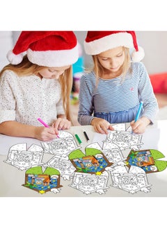 CY2SIDE Christmas Nativity Coloring Craft - 36Pcs Color Your Own Xmas Nativity 3D House Craft Kit Make Your Own Color Jesus Birth Scene Craft Diy Christian Xmas Gift Craft For Kids School Project  - Image 4