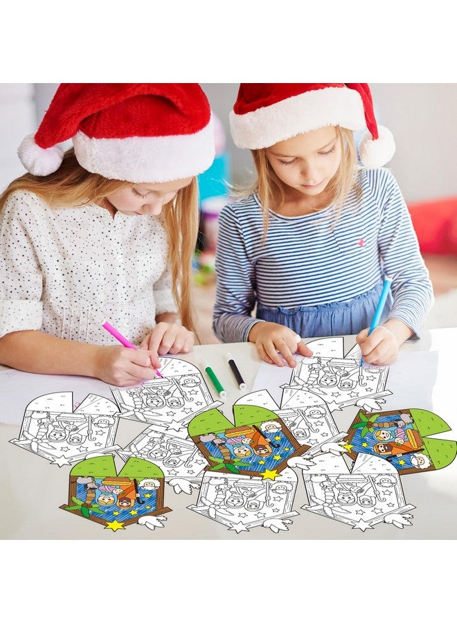 CY2SIDE Christmas Nativity Coloring Craft - 36Pcs Color Your Own Xmas Nativity 3D House Craft Kit Make Your Own Color Jesus Birth Scene Craft Diy Christian Xmas Gift Craft For Kids School Project - Image 4