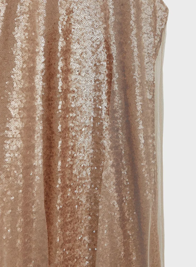 Little Golden Apple Sequin Sleeveless Dress