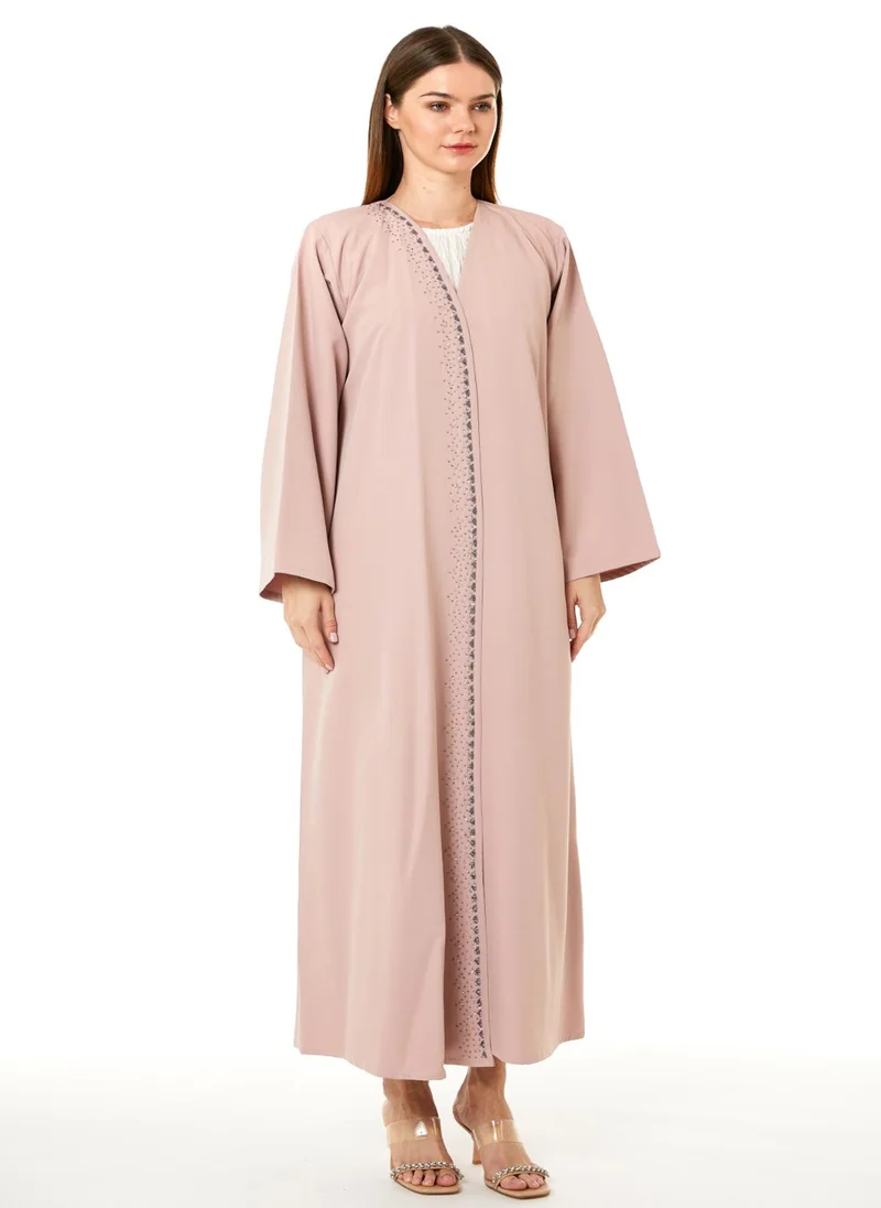 مويستريت Pink Korean Nida Hand Embellished Abaya