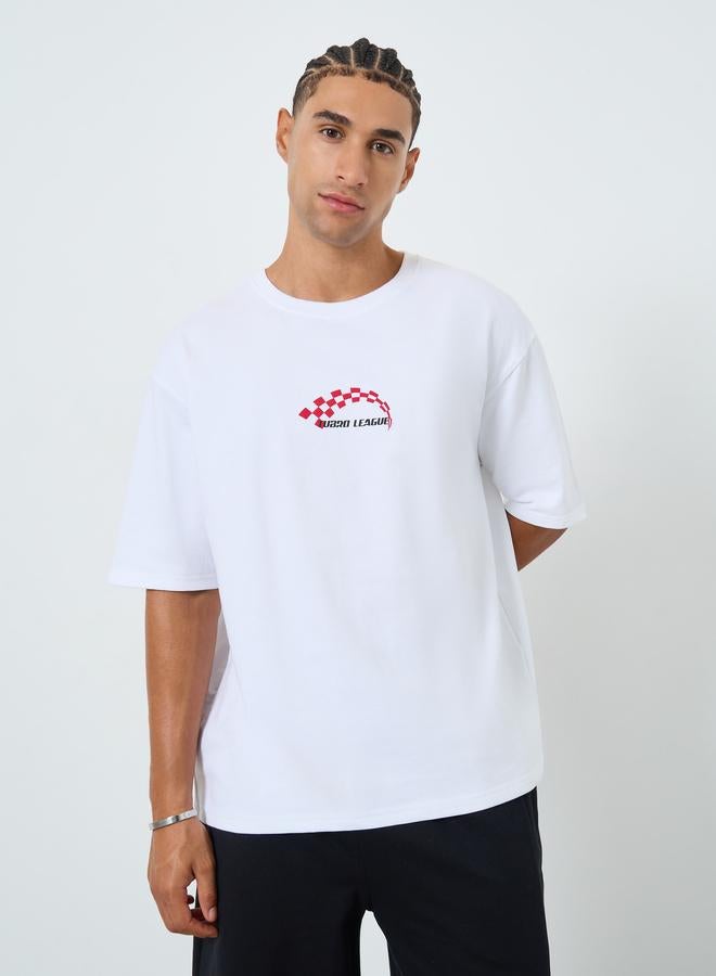 Styli Men White Graphic Print Oversized T-Shirt - Image 3