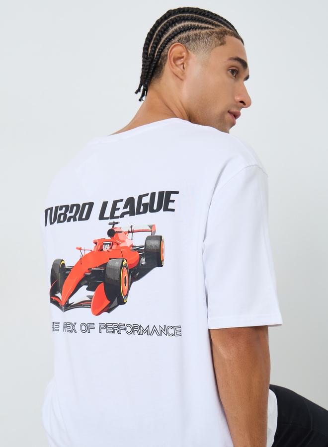 Styli Men White Graphic Print Oversized T-Shirt - Image 1